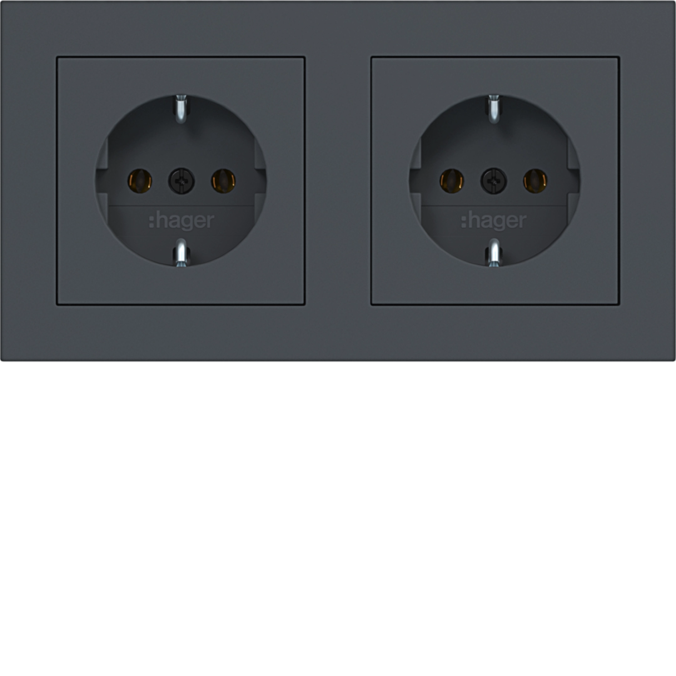 Hager A.1 Doppelsteckdose (SCHUKO), verdrahtet, anthrazit matt