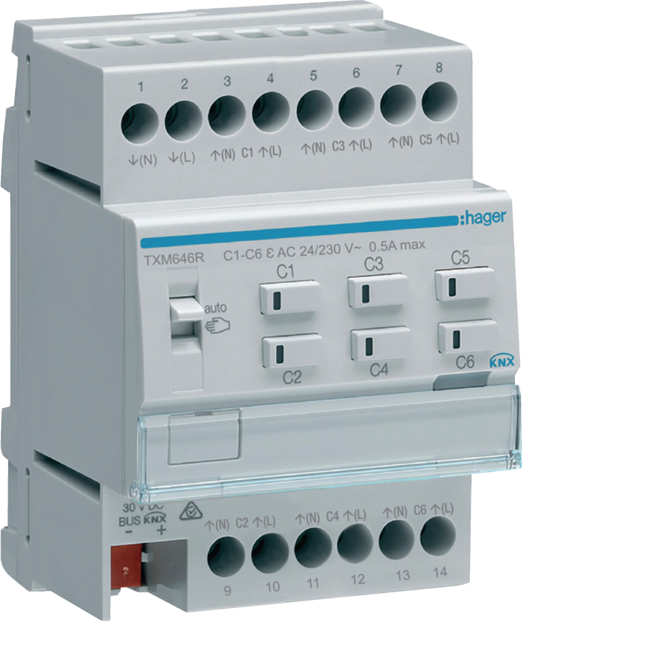 Hager Heiz.aktor 6f KNX easy, mit Regler, 24/230V