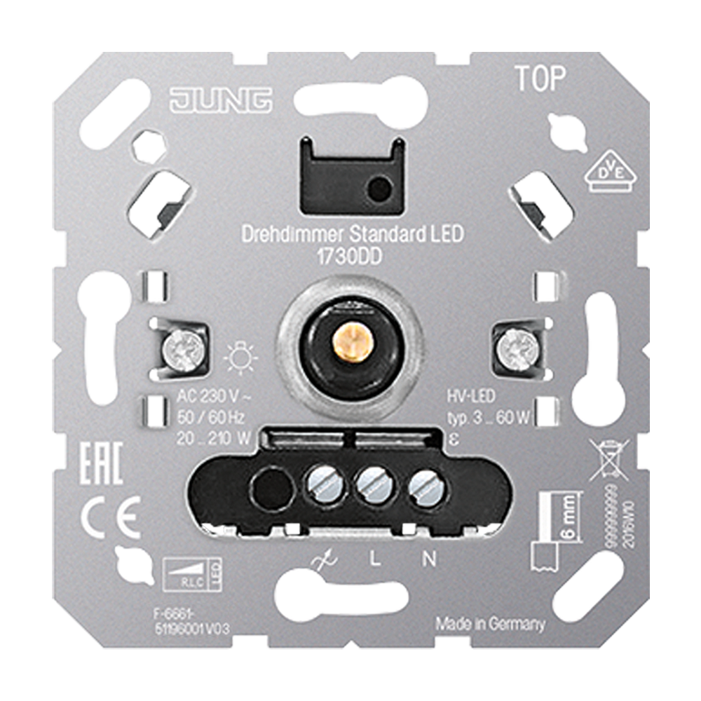 Jung 1730DD Universal-LED-Dimmer-Einsatz (Dreh-/Tastdimmer, farbneutral)