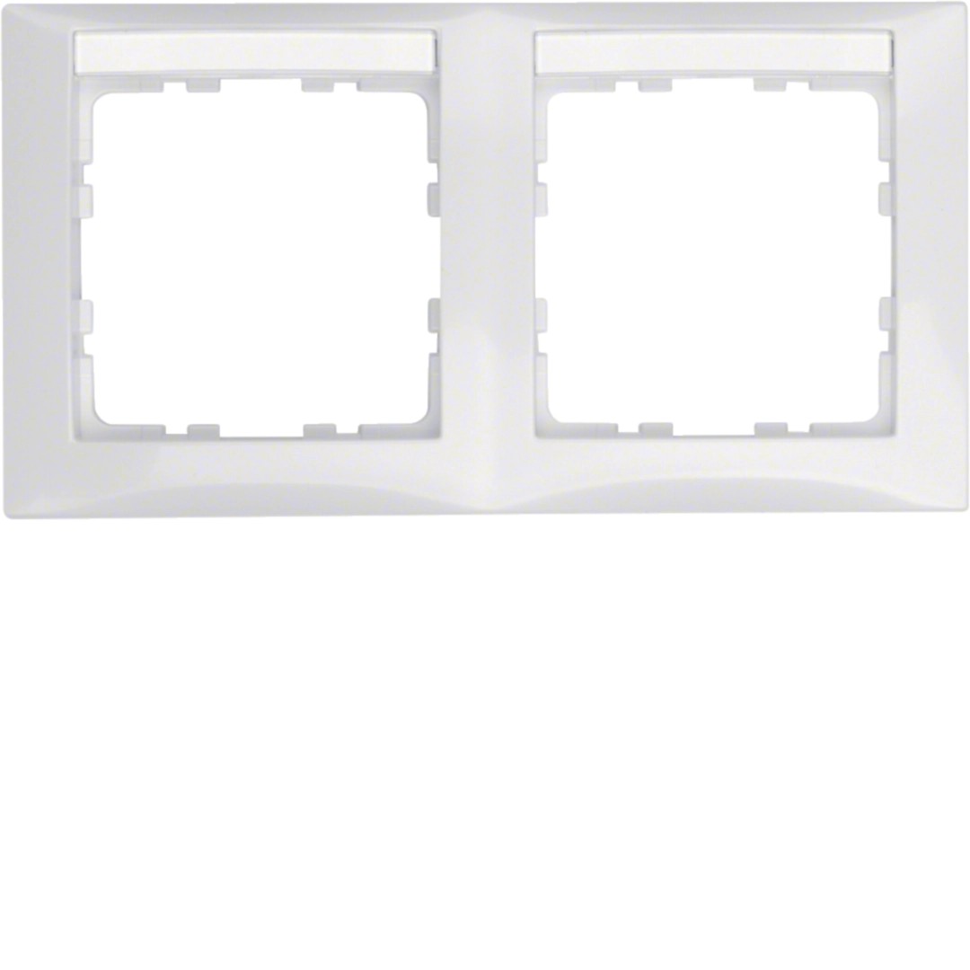 Berker 10228919 Abdeckrahmen mit Beschriftungsfeld 2-fach waagerecht S.1 polarweiß, glänzend
