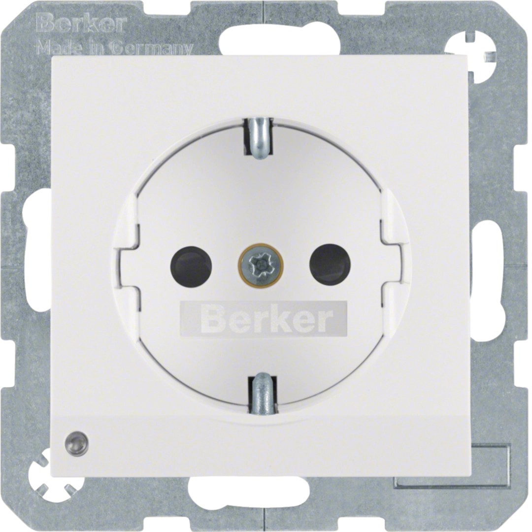 Berker 41098989 Unterputz Steckdose 1-fach mit LED-Orientierungslicht S.1 / B.3 / B.7 polarweiß, glänzend
