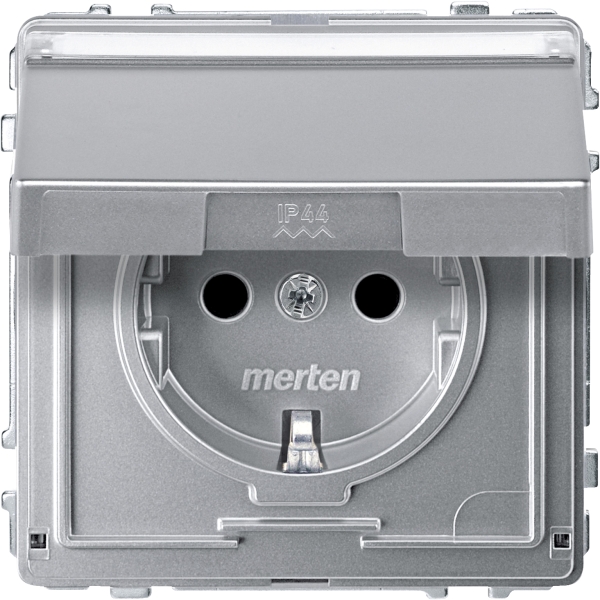 Merten SCHUKO-Steckdose mit Schriftfeld System M aluminium