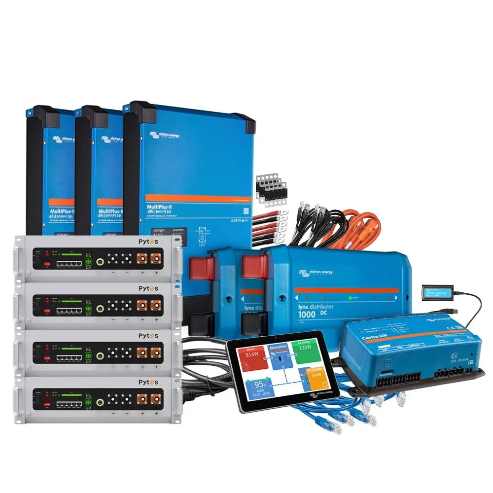 Speichersystem 5,12–10,24 kWh – Victron MultiPlus-II 48/3000 + Pytes V5a (3-phasig)