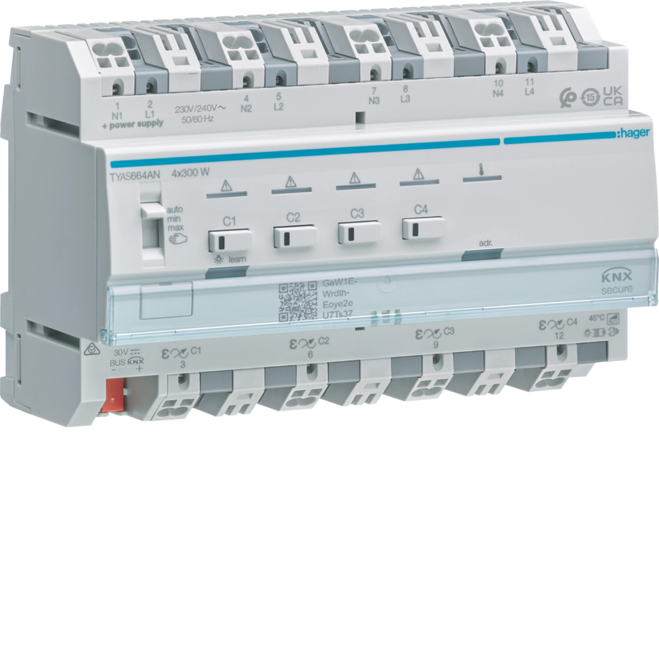 Hager Univ.-Dimmaktor 4f KNX Secure, 4x300W