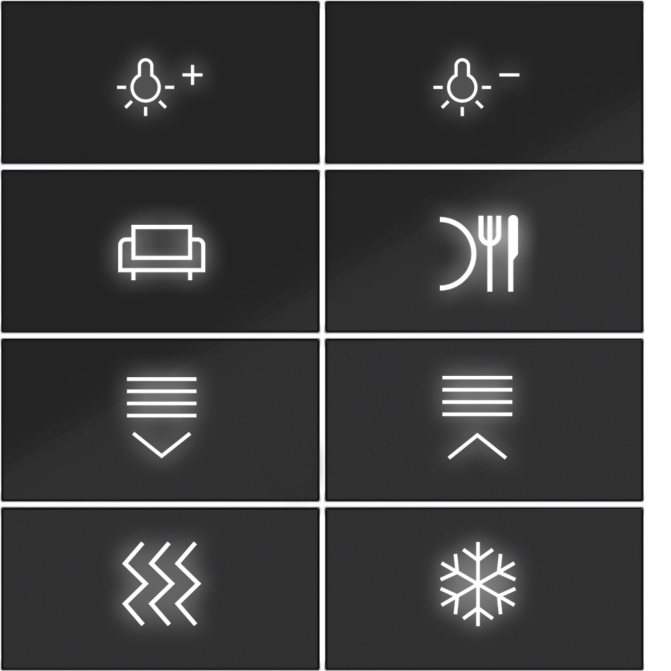 Hager Aufsatz KNX Tastsensor 8f beleuchtet A.x/C.x schw glänzend