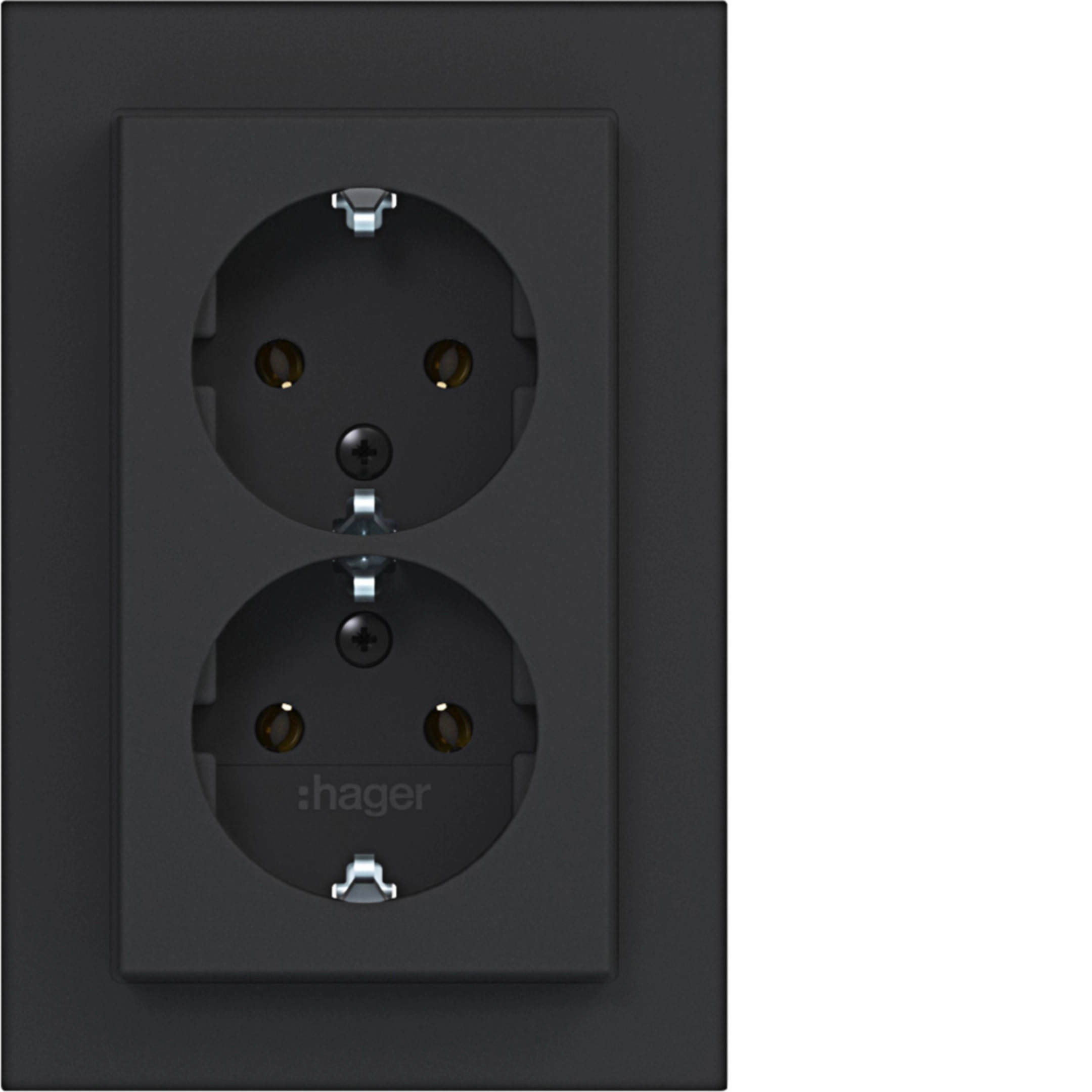 Hager A.1 Doppelsteckdose (SCHUKO), schwarz matt