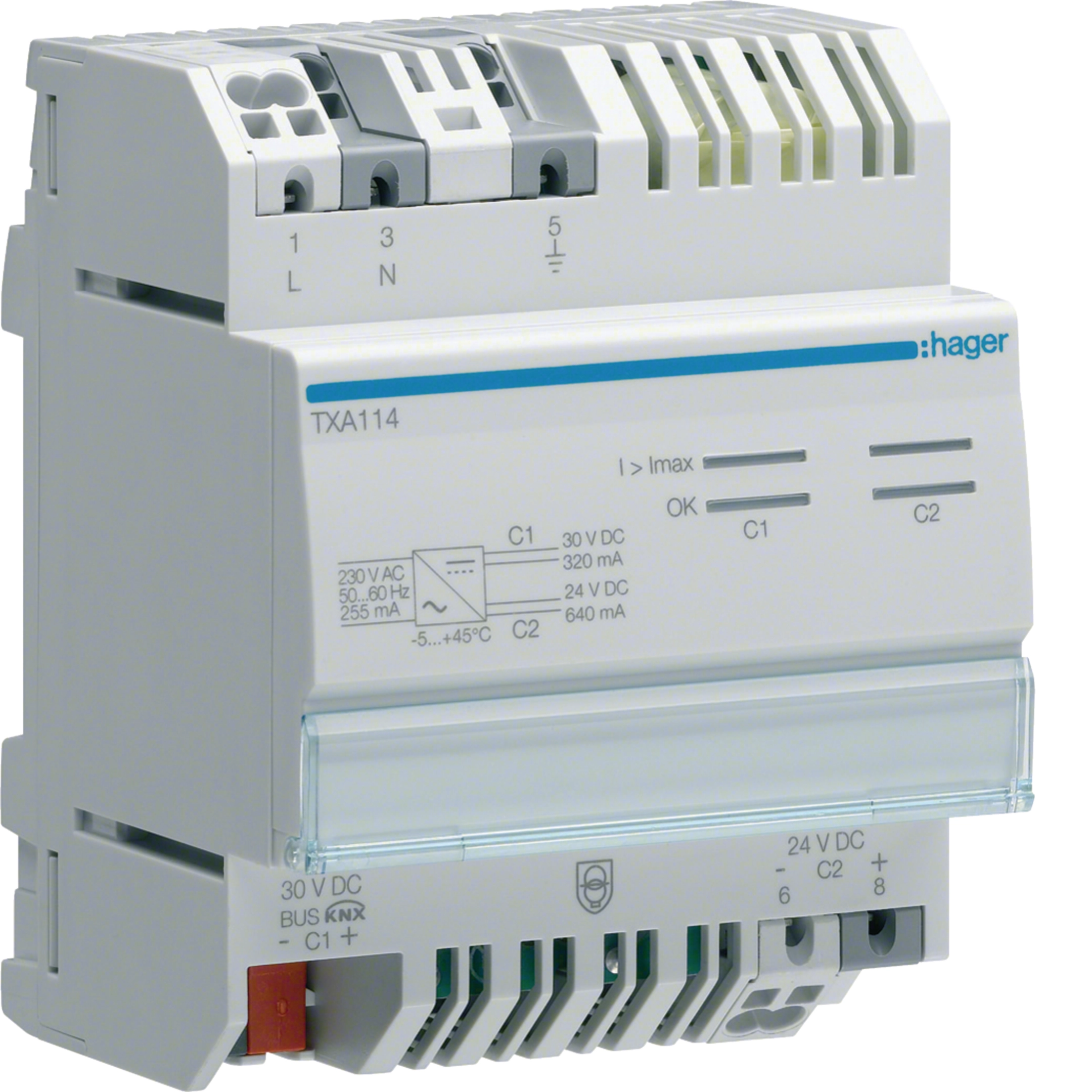 Hager Spg. Versorg 1Ausg, 1Dr.320mA+24VDC 640mA