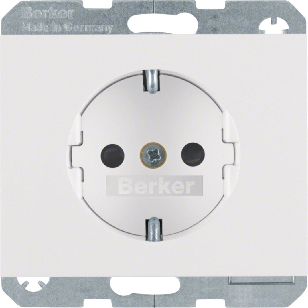 Berker 47357009 SCHUKO Unterputz Steckdose 1-fach mit erhöhtem Berührungsschutz K.1 polarweiß, glänzend