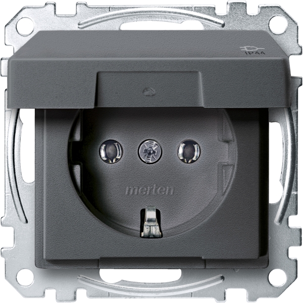 Merten SCHUKO-Steckdose mit Klappdeckel IP44 System M anthrazit