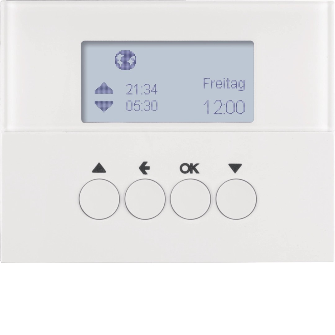 Berker 85741179 Jalousie-Schaltuhr Serie K.1 polarweiß, glänzend, Jalousiesteuerung