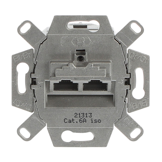 Busch-Jaeger UAE-Anschlussdose, RJ45, Cat. 6a iso, geschirmt 2 Steckbuchsen, 8/8-polig
