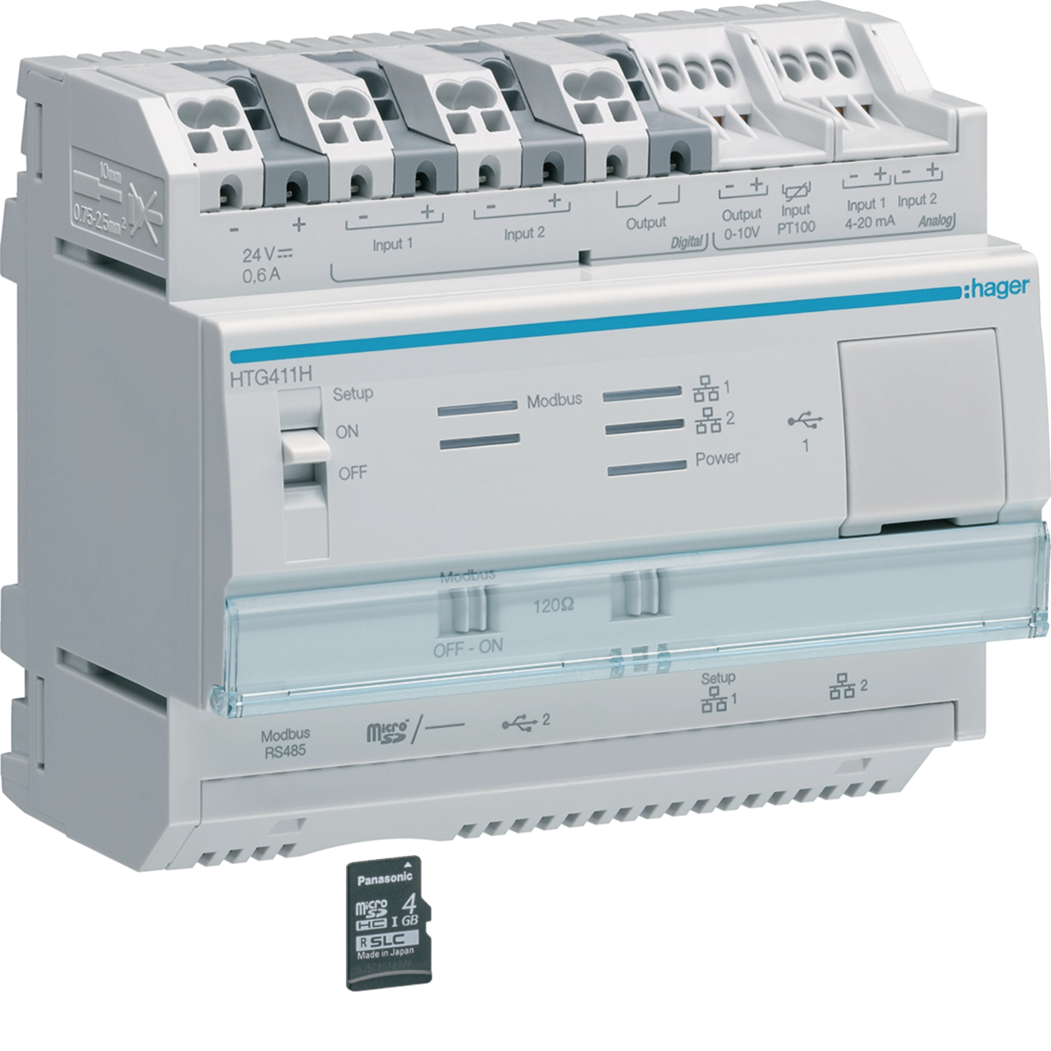 Hager Energiemonitoring-Server agardio.manager, REG, 6 PLE, Micro SD Karte