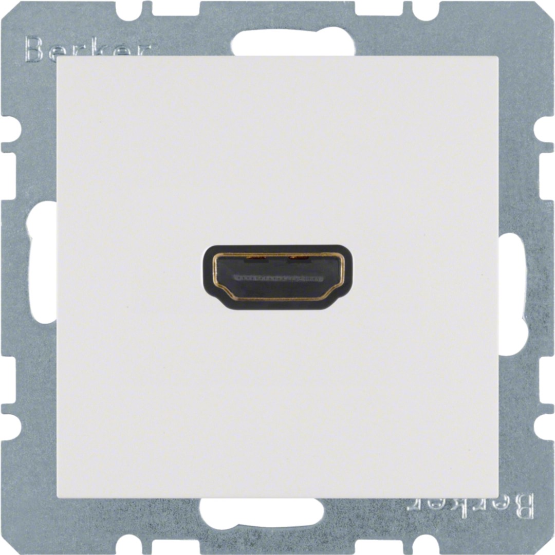 Berker 3315438989 HDMI Steckdose, Dose mit 90°-Steckanschluss S.1 / B.3 / B.7 polarweiß, glänzend
