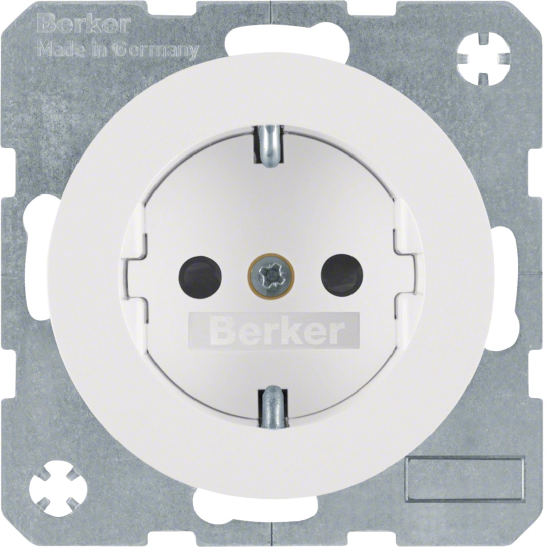 Berker 47232089 SCHUKO Steckdose 1-fach mit erhöhtem Berührungsschutz R.1 / R.3 polarweiß, glänzend