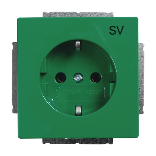 Busch-Jaeger SCHUKO® Steckdosen-Einsatz mit Aufdruck SV grün - Plattform 63 mit Aufdruck