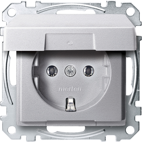 Merten SCHUKO-Steckdose mit Klappdeckel System M aluminium