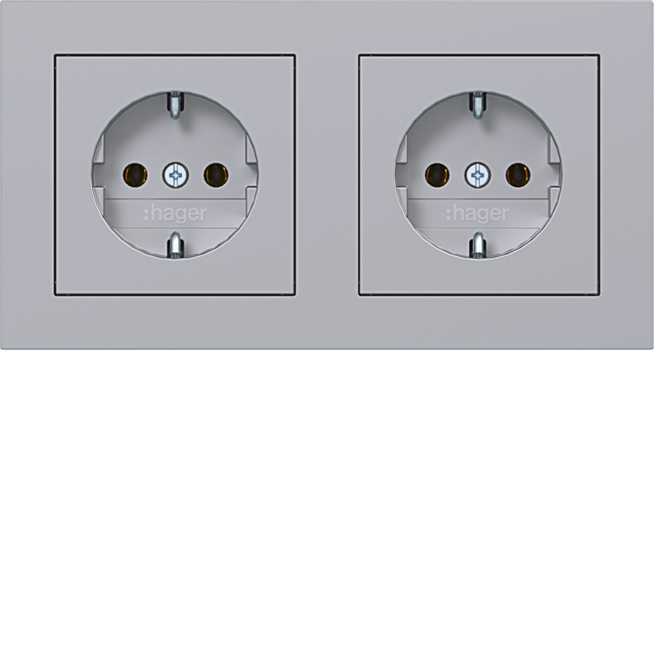 Hager A.1 Doppelsteckdose (SCHUKO), verdrahtet, titan matt