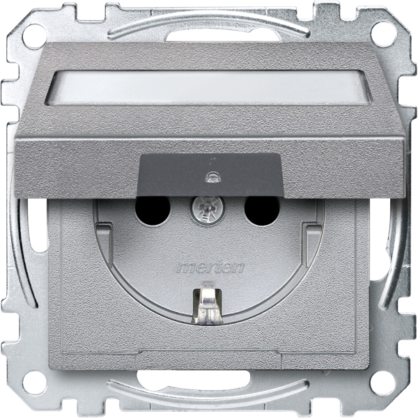 Merten SCHUKO-Steckdose mit Schriftfeld System M aluminium