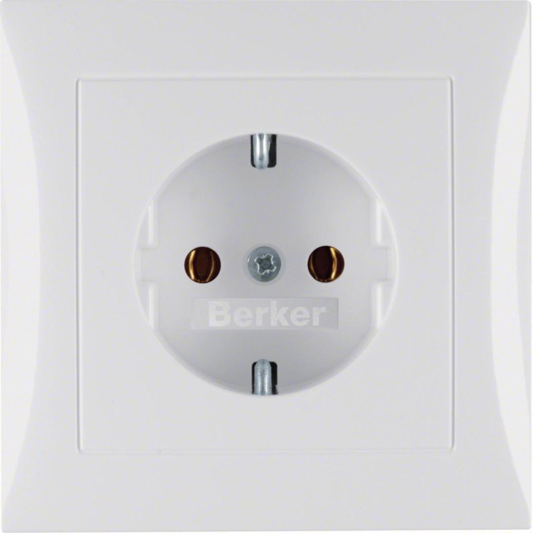 Berker 47428989 Steckdose SCHUKO mit Abdeckplatte S.1 / B.3 / B.7 polarweiß, glänzend