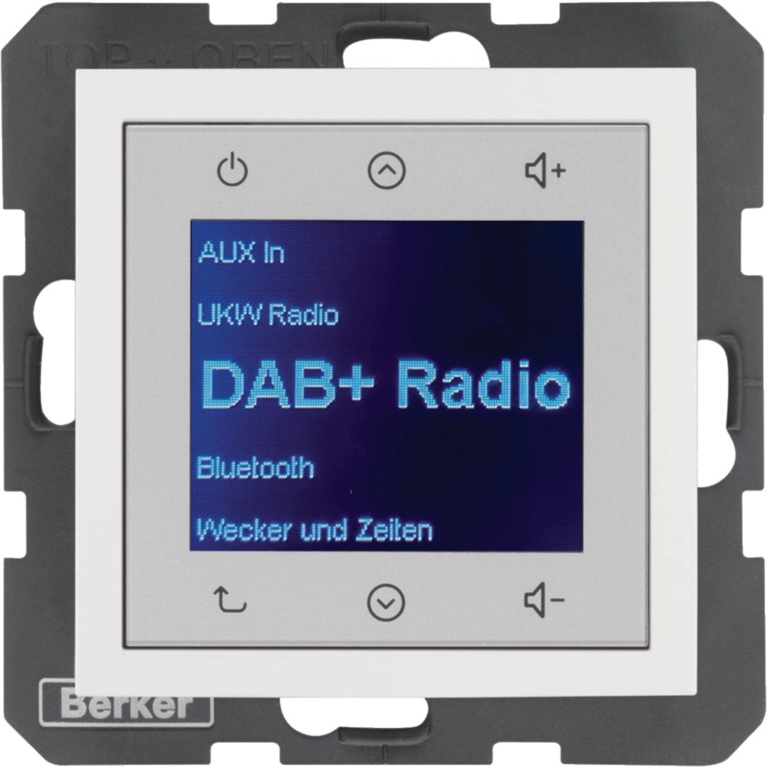 Berker 29848989 Radio Touch, Steckdosenradio Unterputz, DAB+ S.1 / B.3 / B.7 polarweiß glänzend