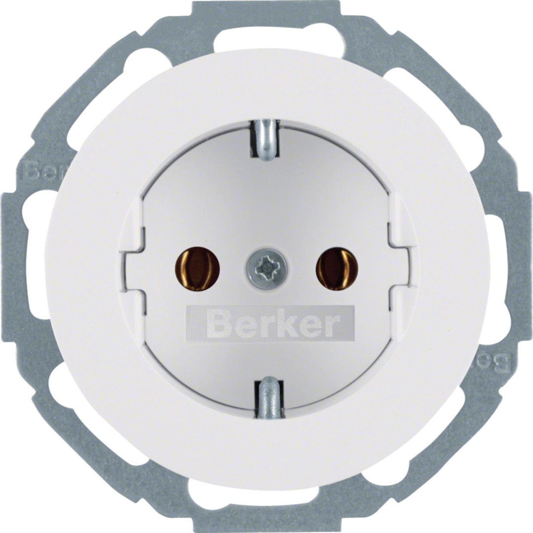 Berker 47452089 SCHUKO Unterputz Steckdose 1-fach Serie R.Classic polarweiß, glänzend