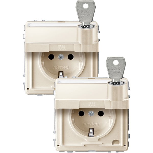 Merten SCHUKO-Steckdose mit Schriftfeld System M weiß