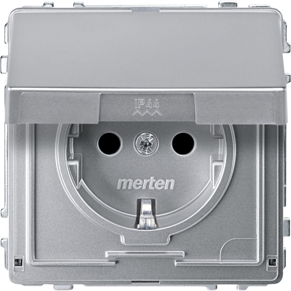 Merten SCHUKO-Steckdose mit Klappdeckel System M aluminium
