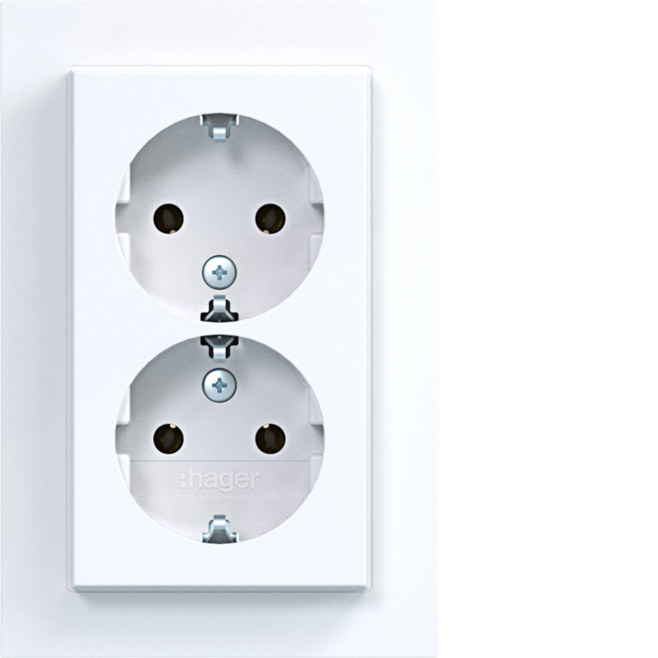 Hager A.1 Doppelsteckdose (SCHUKO), weiß glänzend