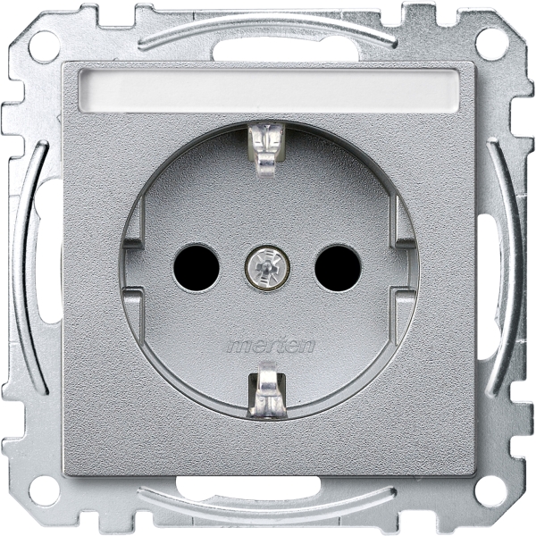 Merten SCHUKO-Steckdose mit Schriftfeld System M aluminium