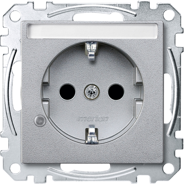 Merten SCHUKO-Steckdose mit Schriftfeld System M aluminium