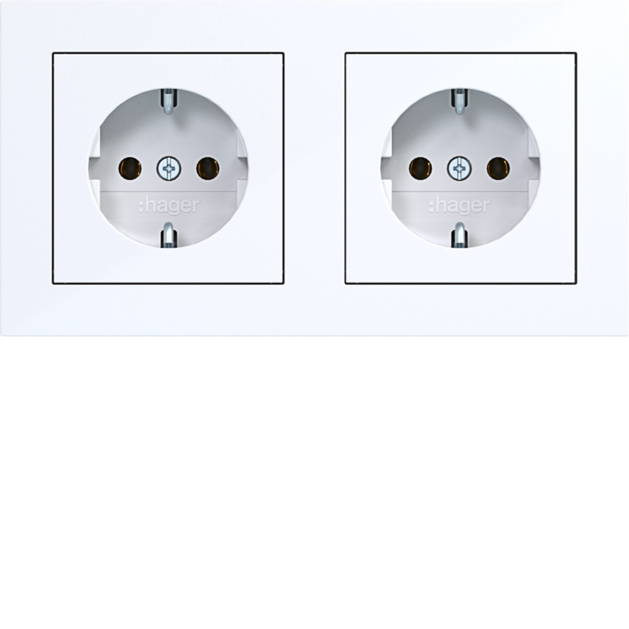 Hager A.1 Doppelsteckdose (SCHUKO), verdrahtet, weiß glänzend