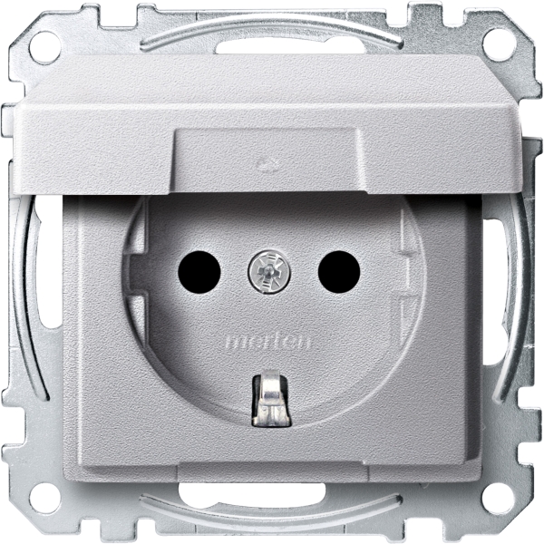 Merten SCHUKO-Steckdose mit Klappdeckel System M aluminium