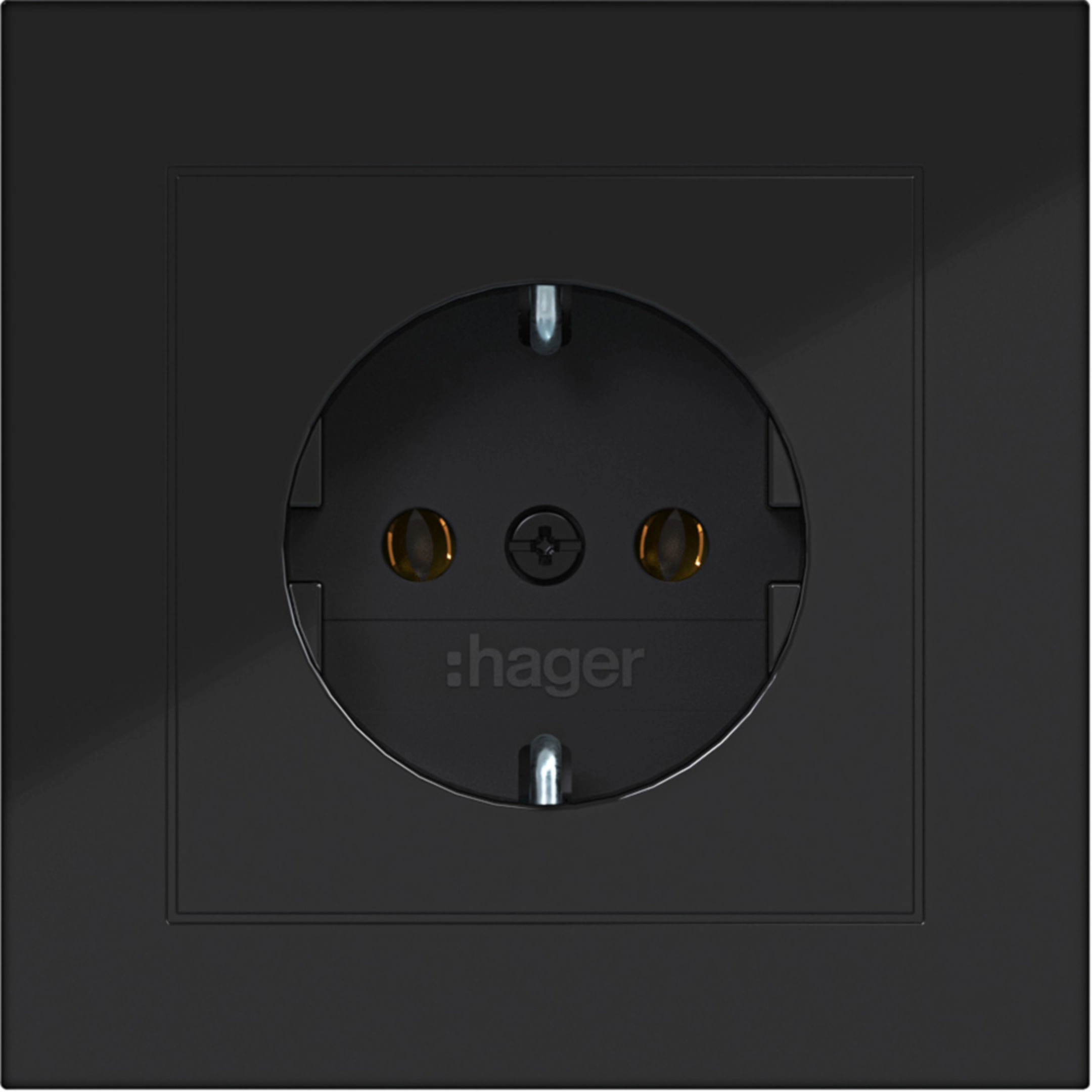 Hager A.1 Steckdose (SCHUKO), schwarz glänzend