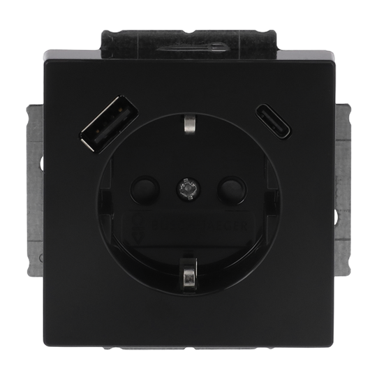 Busch-Jaeger SCHUKO® USB-Steckdosen-Einsatz Safety+ mit USB A/C schwarz matt - Plattform 63