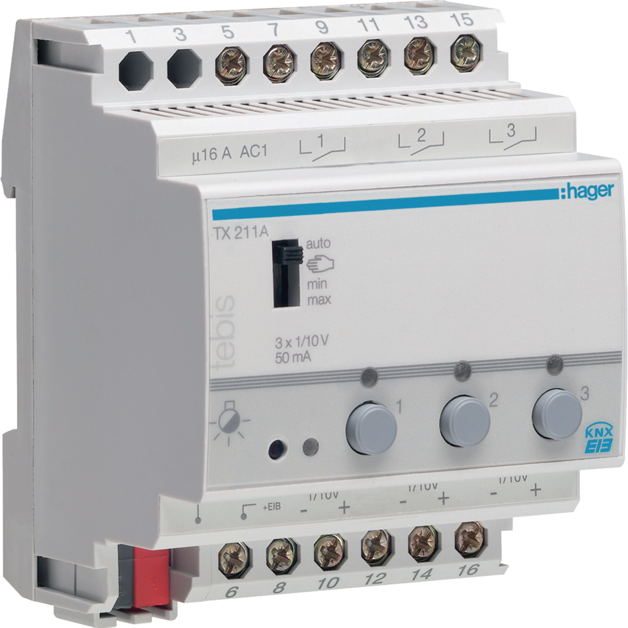 Hager Schalt-/Dimmaktor 3-fach KNX, 1-10V