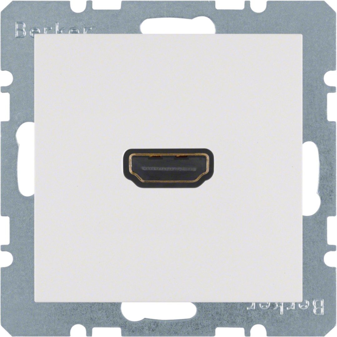 Berker 3315428989 HDMI Steckdose, Dose S.1 / B.3 / B.7 polarweiß, glänzend