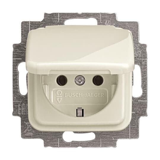 SCHUKO® Steckdosen-Einsatz mit Klappdeckel weiß - Busch-Duro 2000® SI