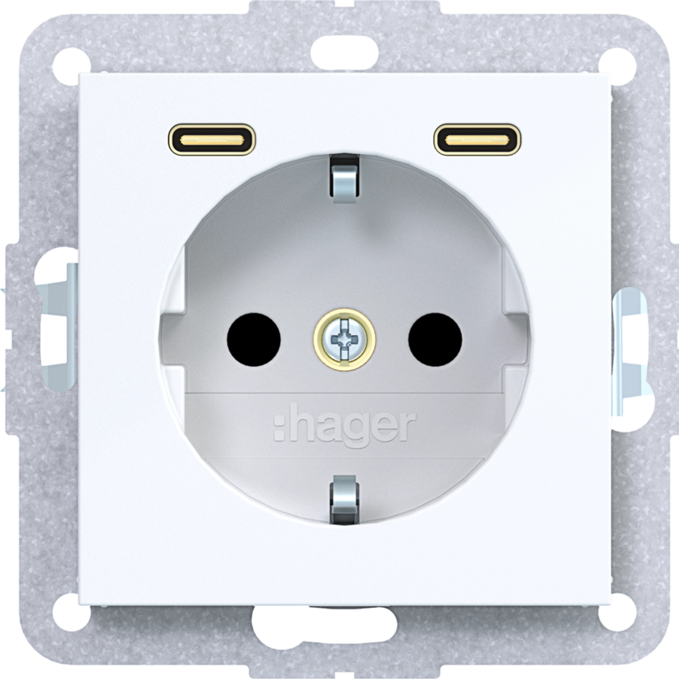 Hager Stkd SCHUKO USB-C 2f 20W A.x/C.x lw glänzend