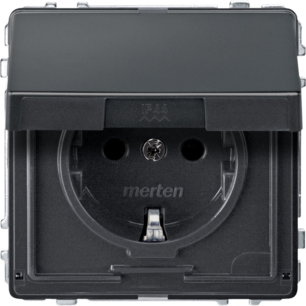 Merten SCHUKO-Steckdose mit Klappdeckel System M anthrazit